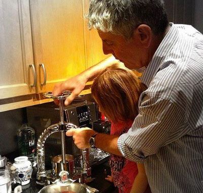 Ottavia Busia ex-husband Anthony Bourdain and daughter Ariane Bourdain.
